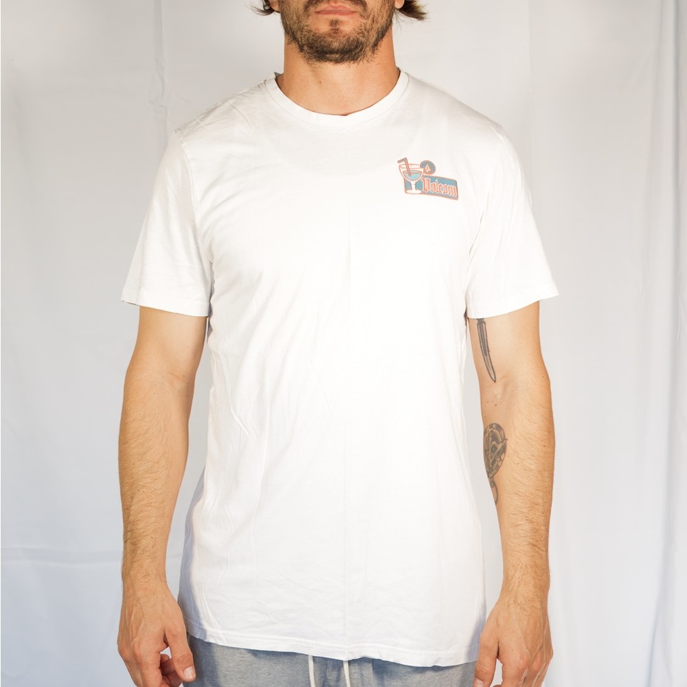 Volcom White Short Sleeve Tee Classic Crew Neck